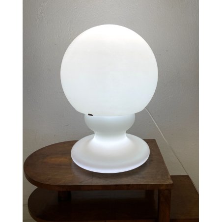 GRANDE RARA LAMPADA DA TAVOLO VETRO OPALINO FONTANA ARTE MAX INGRAND SFERA 1970
