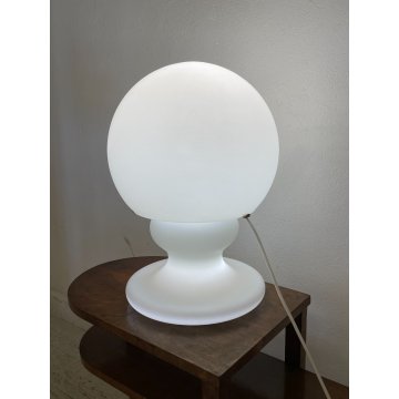 GRANDE RARA LAMPADA DA TAVOLO VETRO OPALINO FONTANA ARTE MAX INGRAND SFERA 1970