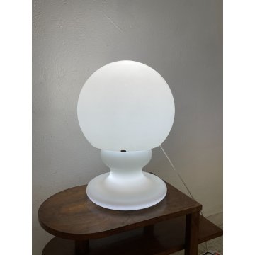 GRANDE RARA LAMPADA DA TAVOLO VETRO OPALINO FONTANA ARTE MAX INGRAND SFERA 1970