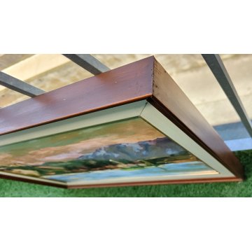 QUADRO DIPINTO OLIO TAVOL Carlo Monti PAESAGGIO ROCCA ANGERA Lago Maggiore ARONA