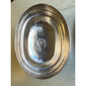 ANTICO GRANDE VASSOIO CUPOLA PORTATA per CARNE RAME OTTONE ARGENTATO PRIMO '900