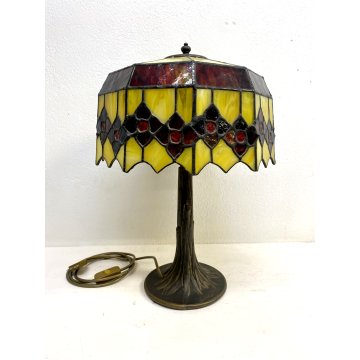 GRANDE LAMPADA TAVOLO ABATJOUR STILE TIFFANY ART NOUVEAU VINTAGE 1 LUME 50 cm/h