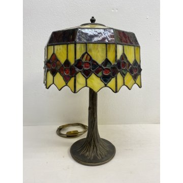 GRANDE LAMPADA TAVOLO ABATJOUR STILE TIFFANY ART NOUVEAU VINTAGE 1 LUME 50 cm/h