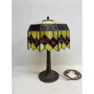 GRANDE LAMPADA TAVOLO ABATJOUR STILE TIFFANY ART NOUVEAU VINTAGE 1 LUME 50 cm/h