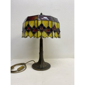 GRANDE LAMPADA TAVOLO ABATJOUR STILE TIFFANY ART NOUVEAU VINTAGE 1 LUME 50 cm/h