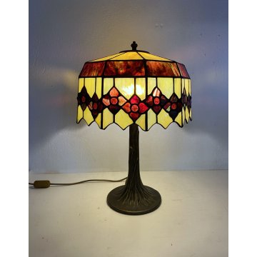 GRANDE LAMPADA TAVOLO ABATJOUR STILE TIFFANY ART NOUVEAU VINTAGE 1 LUME 50 cm/h