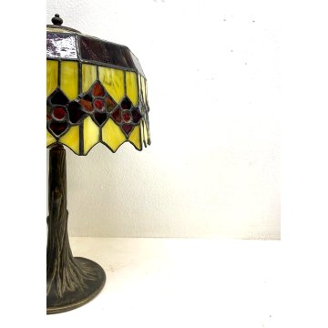 GRANDE LAMPADA TAVOLO ABATJOUR STILE TIFFANY ART NOUVEAU VINTAGE 1 LUME 50 cm/h