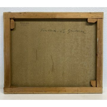 ANTICO DIPINTO OLIO TAVOLA PAESAGGIO SANTE MONACHESI VENEZIA LA GIUDECCA LAGUNA