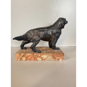SCULTURA Magrino CANE da CACCIA SETTER DOG PLACCATA ARGENTO 925 - 27x18cm/h