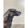 SCULTURA Magrino CANE da CACCIA SETTER DOG PLACCATA ARGENTO 925 - 27x18cm/h