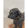 SCULTURA Magrino CANE da CACCIA SETTER DOG PLACCATA ARGENTO 925 - 27x18cm/h