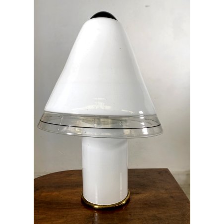 LAMPADA da TAVOLO FUNGO MUSHROOM VETRO MURANO BIANCO OPALINO ANNI '70