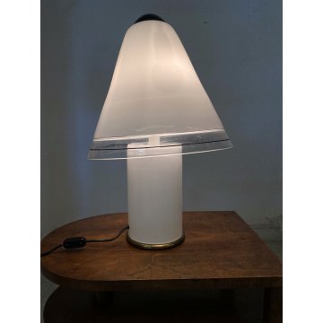 LAMPADA da TAVOLO FUNGO MUSHROOM VETRO MURANO BIANCO OPALINO ANNI '70