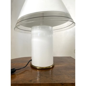 LAMPADA da TAVOLO FUNGO MUSHROOM VETRO MURANO BIANCO OPALINO ANNI '70