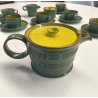 VINTAGE SET 6 pers. TE TISANA CERAMICA ERNESTINE SALERNO SMALTO VERDE GIALLO '60