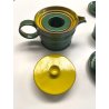 VINTAGE SET 6 pers. TE TISANA CERAMICA ERNESTINE SALERNO SMALTO VERDE GIALLO '60