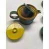 VINTAGE SET 6 pers. TE TISANA CERAMICA ERNESTINE SALERNO SMALTO VERDE GIALLO '60