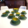 VINTAGE SET 6 pers. TE TISANA CERAMICA ERNESTINE SALERNO SMALTO VERDE GIALLO '60