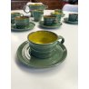 VINTAGE SET 6 pers. TE TISANA CERAMICA ERNESTINE SALERNO SMALTO VERDE GIALLO '60