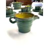 VINTAGE SET 6 pers. TE TISANA CERAMICA ERNESTINE SALERNO SMALTO VERDE GIALLO '60