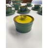VINTAGE SET 6 pers. TE TISANA CERAMICA ERNESTINE SALERNO SMALTO VERDE GIALLO '60