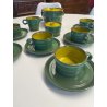 VINTAGE SET 6 pers. TE TISANA CERAMICA ERNESTINE SALERNO SMALTO VERDE GIALLO '60