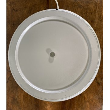 LAMPADA TAVOLO ATTR. Mazzega VETRO MURANO BIANCO METALLO CROMATO ø35x52cm/h '70