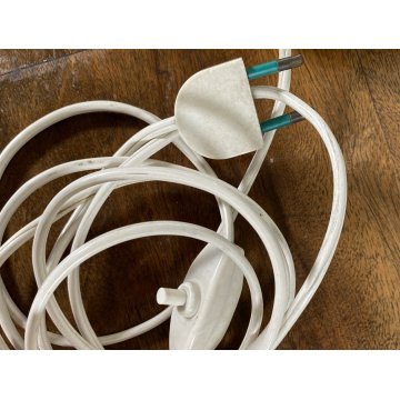 LAMPADA TAVOLO ATTR. Mazzega VETRO MURANO BIANCO METALLO CROMATO ø35x52cm/h '70