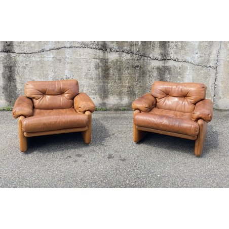 COPPIA POLTRONA DESIGN Afra & Tobia Scarpa "Coronado" B&B SOFA ARMCHAIR ANNI 70