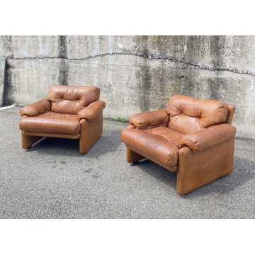 COPPIA POLTRONA DESIGN Afra & Tobia Scarpa "Coronado" B&B SOFA ARMCHAIR ANNI 70