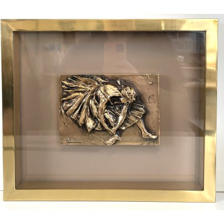QUADRO BASSORILIEVO BRONZO BALLERINA FRANCO TROIANO FIGURA FEMMINILE DANZATRICE