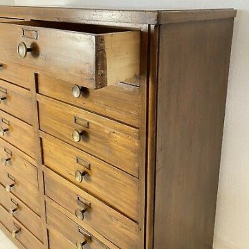 ANTICA CASSETTIERA PASTAIA 16 CASSETTI LEGNO PIOPPO ARCHIVIO UFFICIO 1900 EPOCA 