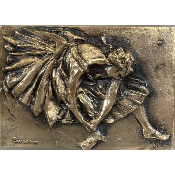 QUADRO BASSORILIEVO BRONZO BALLERINA FRANCO TROIANO FIGURA FEMMINILE DANZATRICE