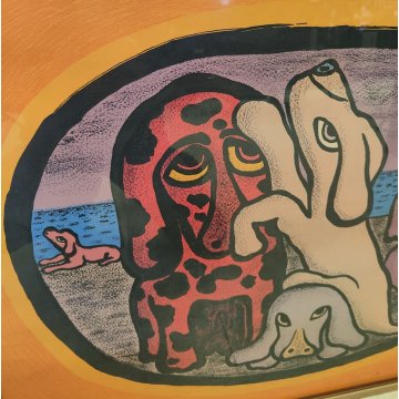 LITOGRAFIA Giuseppe Viviani CAGNOLINI 1963 Stampa Multiplo Numerata 40/170