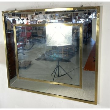 SPECCHIERA DESIGN SPECCHIO MADE IN ITALY VINTAGE ANNI 70 MIRROR CORNICE OTTONE 