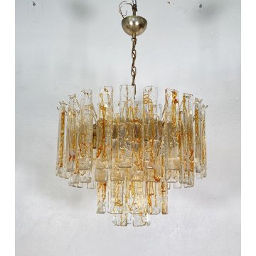 LAMPADARIO SOSPENSIONE VETRO MURANO LA MURRINA ATTR. Mazzega CEILING LAMP 1970