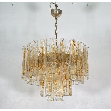 LAMPADARIO SOSPENSIONE VETRO MURANO LA MURRINA ATTR. Mazzega CEILING LAMP 1970