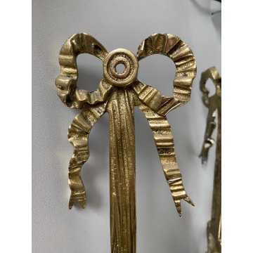 COPPIA APPLIQUE LAMPADA PARETE TORCERE 2 LUCI OTTONE DORATO XX sec