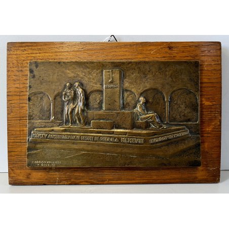 PLACCA BRONZO BASSORILIEVO A. Minerbi MONUMENTO Medici Caduti Italiani WWI 15-18