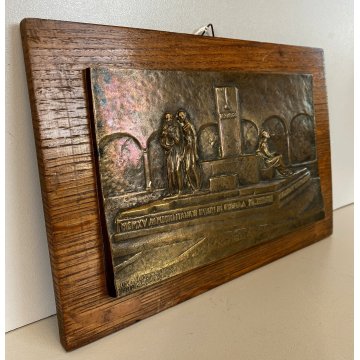 PLACCA BRONZO BASSORILIEVO A. Minerbi MONUMENTO Medici Caduti Italiani WWI 15-18