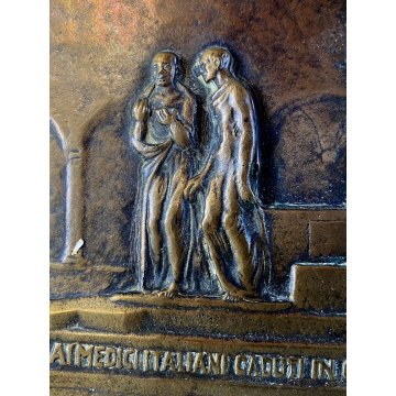 PLACCA BRONZO BASSORILIEVO A. Minerbi MONUMENTO Medici Caduti Italiani WWI 15-18