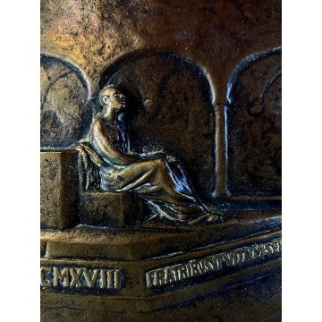 PLACCA BRONZO BASSORILIEVO A. Minerbi MONUMENTO Medici Caduti Italiani WWI 15-18