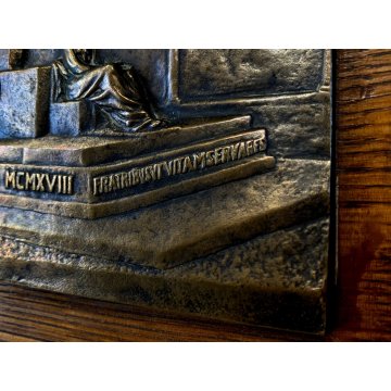 PLACCA BRONZO BASSORILIEVO A. Minerbi MONUMENTO Medici Caduti Italiani WWI 15-18