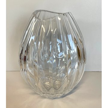 VASO VETRO MOSER CRISTALLO MOLATO FORMA GOCCIA ARREDAMENTO VASE TRASPARENTE 1980
