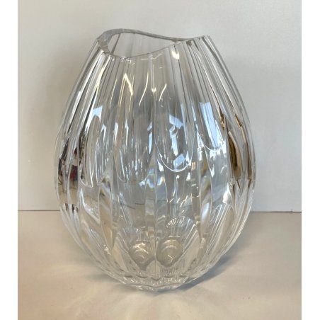 VASO VETRO MOSER CRISTALLO MOLATO FORMA GOCCIA ARREDAMENTO VASE TRASPARENTE 1980