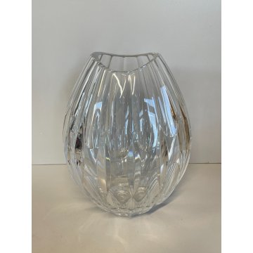 VASO VETRO MOSER CRISTALLO MOLATO FORMA GOCCIA ARREDAMENTO VASE TRASPARENTE 1980