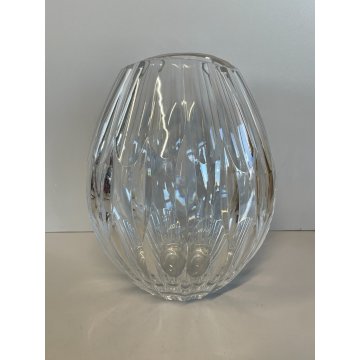 VASO VETRO MOSER CRISTALLO MOLATO FORMA GOCCIA ARREDAMENTO VASE TRASPARENTE 1980