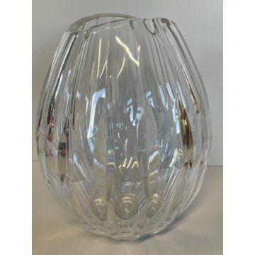 VASO VETRO MOSER CRISTALLO MOLATO FORMA GOCCIA ARREDAMENTO VASE TRASPARENTE 1980