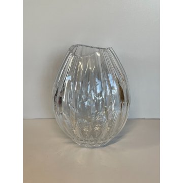 VASO VETRO MOSER CRISTALLO MOLATO FORMA GOCCIA ARREDAMENTO VASE TRASPARENTE 1980