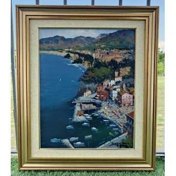 QUADRO DIPINTO OLIO TELA Luciano Lutring 2007 PAESAGGIO MARINA Golfo Sorrento